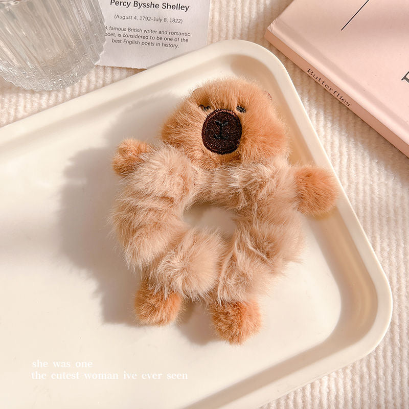 【Ahhkawaii】Cute Creative Capybara Plush Hair Tie Headwear