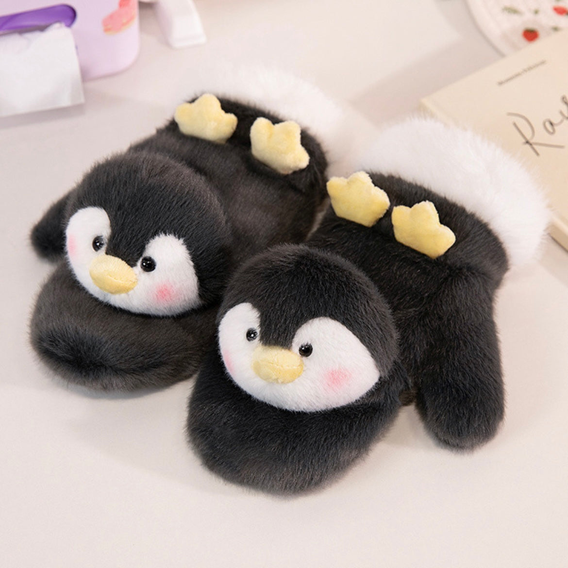 New Capybara Penguin Plush Toy Winter Warmth Gloves