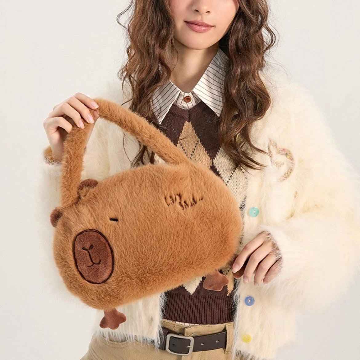 2023 New Merald Plush Capybara Cute Creative Casual Women's Tote Bag Shoulder Bag