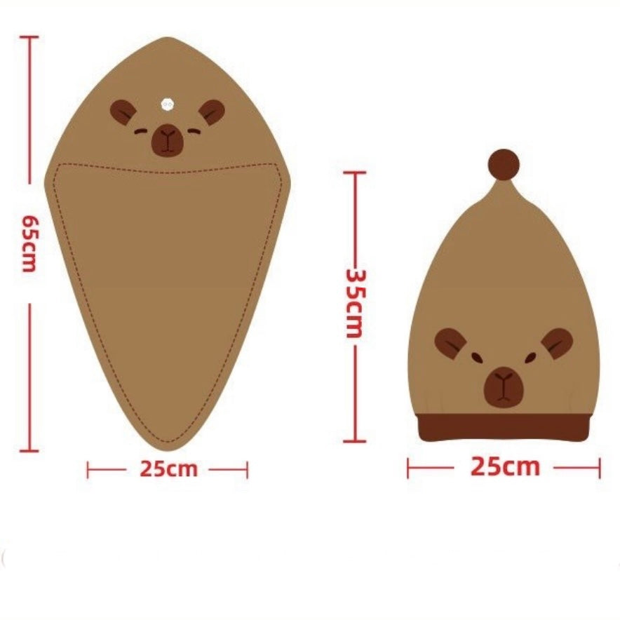 Cute Coral Velvet Capybara Hair Drying Cap