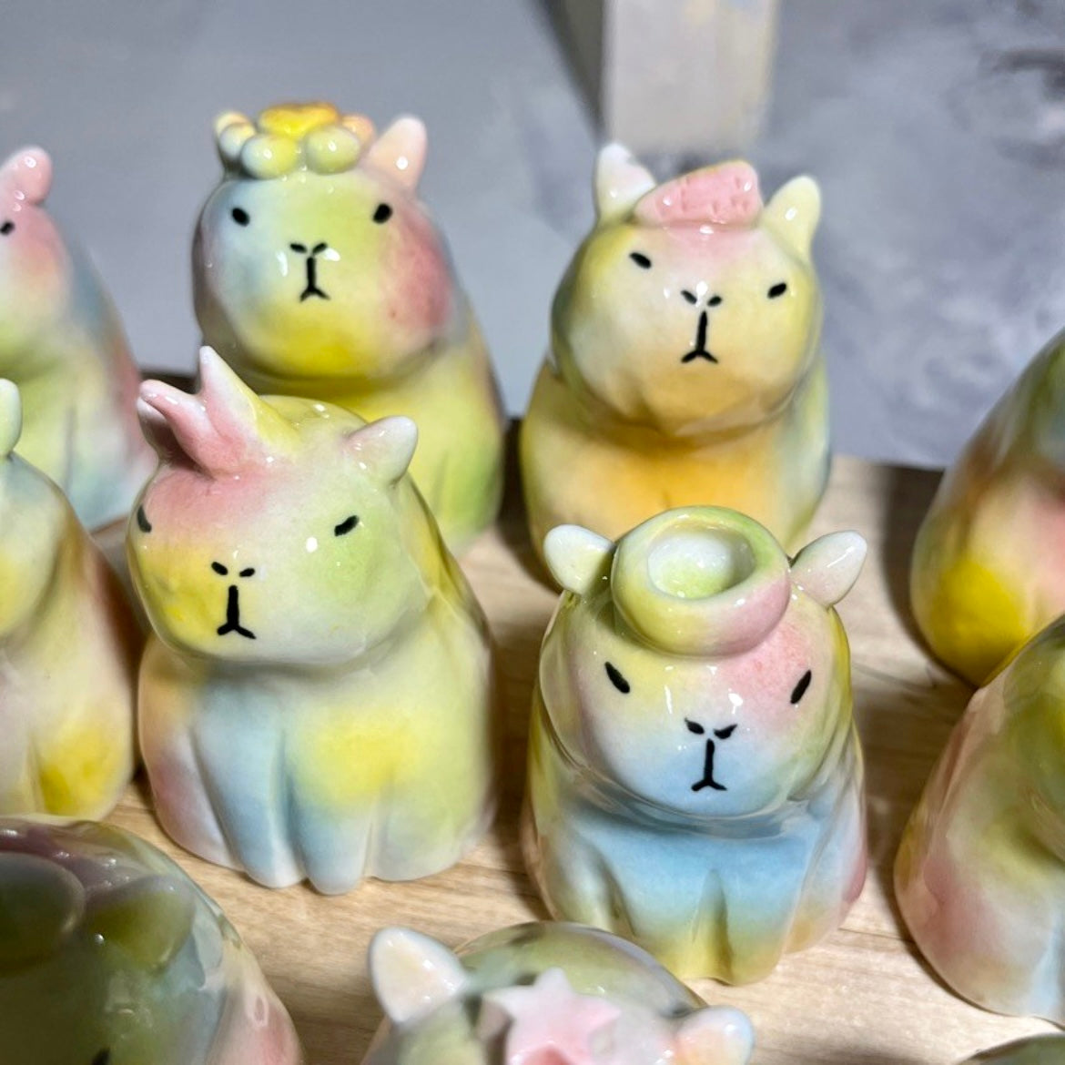 Handmade Ceramic Capybara Decorative Ornament in Varied Colors