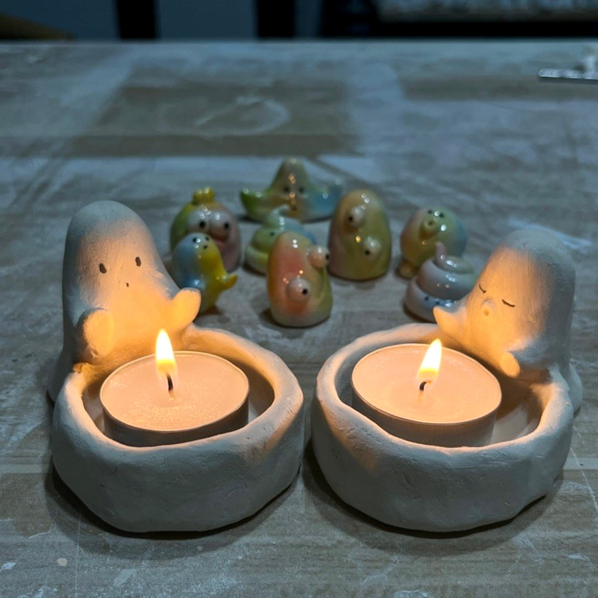 Handmade Ceramic Little Ghost Aromatherapy Candle Holder