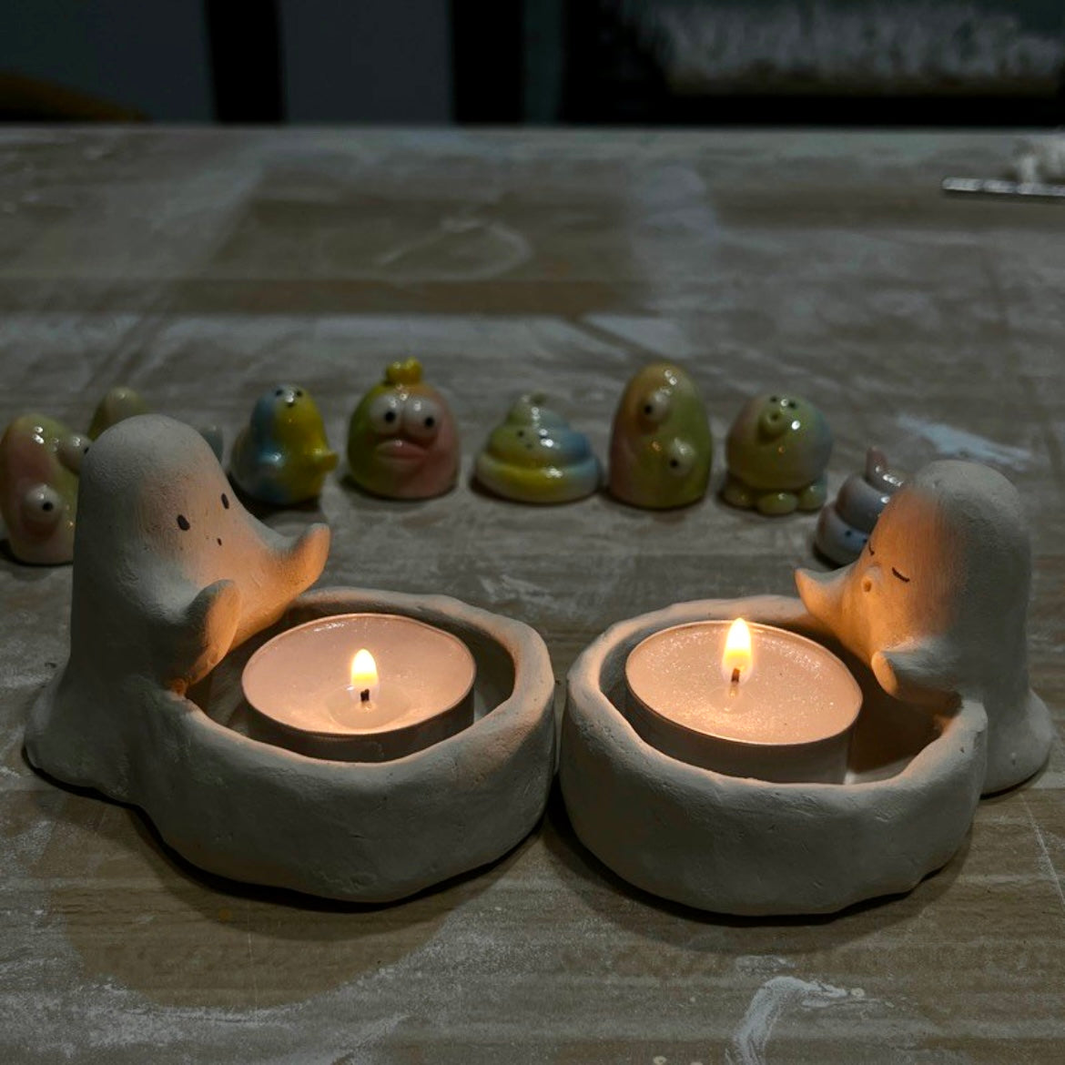 Handmade Ceramic Little Ghost Aromatherapy Candle Holder