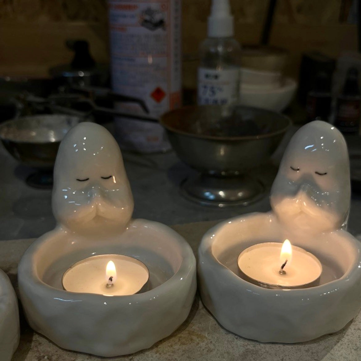 Handmade Ceramic Little Ghost Aromatherapy Candle Holder