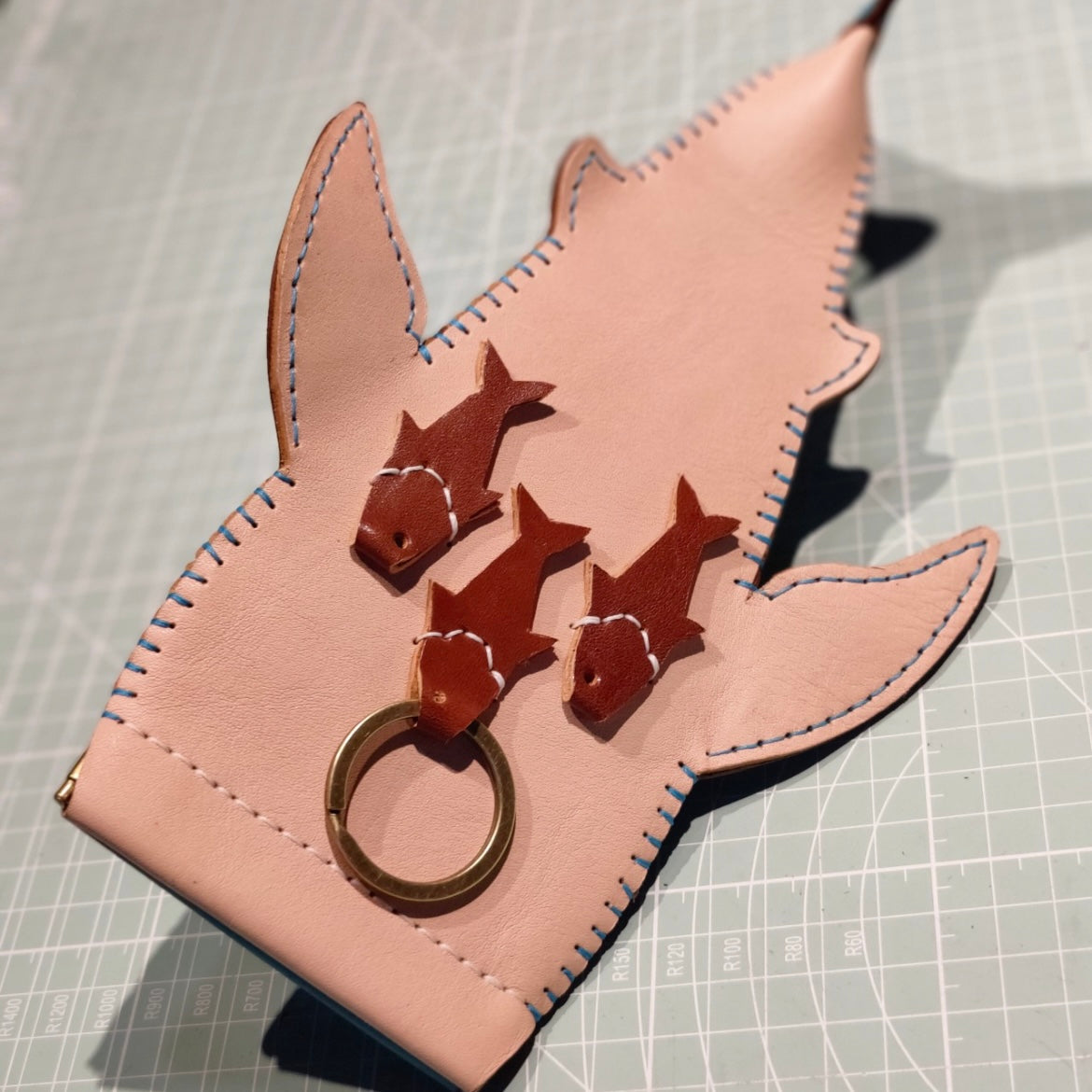 Handcrafted Genuine Leather Cute Shark-shaped Storage Pouch Pen Case
