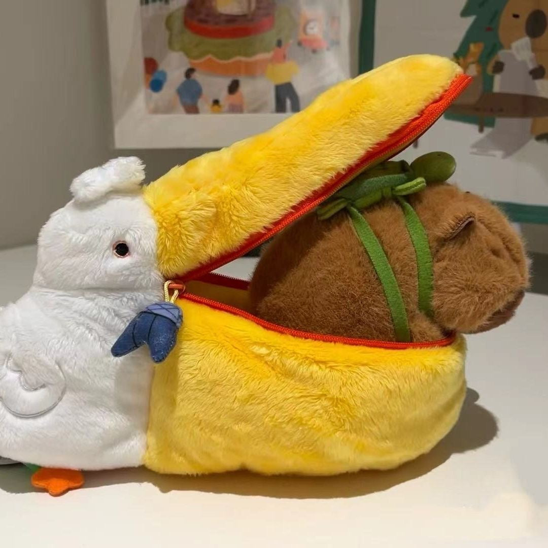 Cute Plush Pelican Shaped Pen Pouch Storage Bag