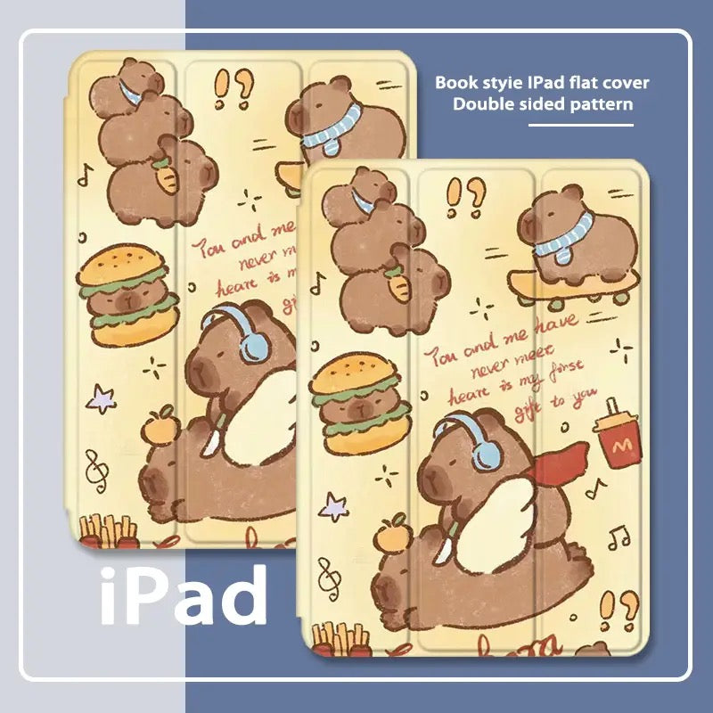 2024 New Capybara iPad Protective Case with Pen Slot Style 1