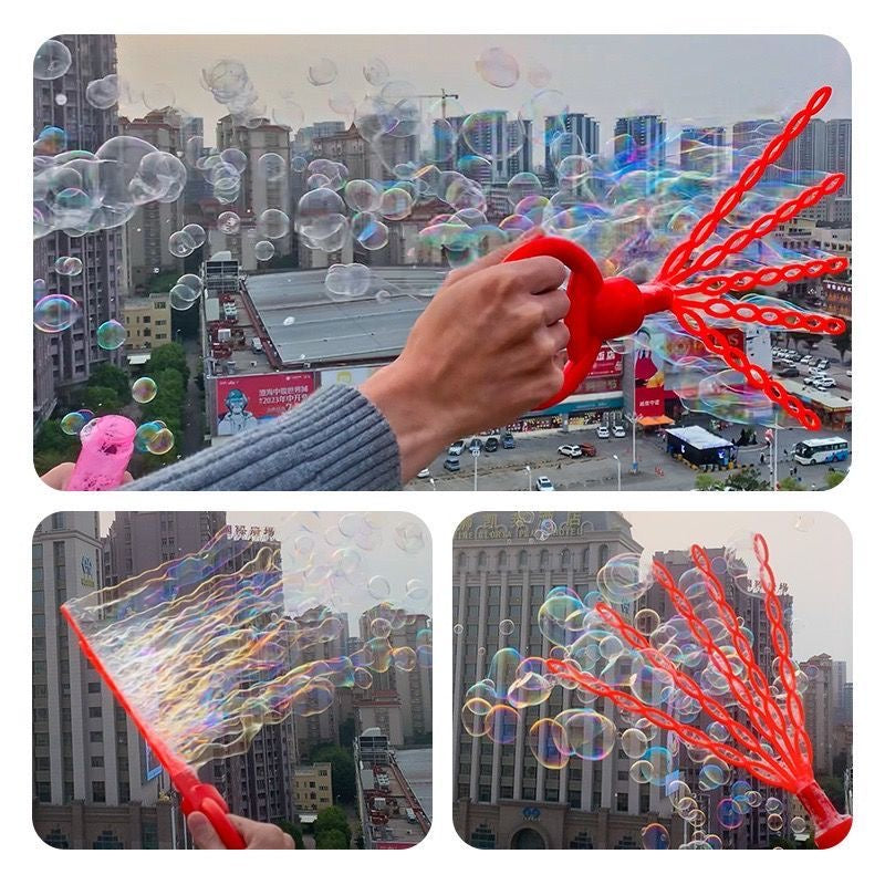 2024 New Cute Smiley Face 32-Hole Expandable Handheld Bubble Wand Toy