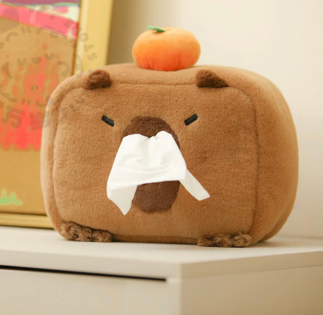 【Ahhkawaii】2023 New Cute Capybara Plush Tissue Box Holder Decoration