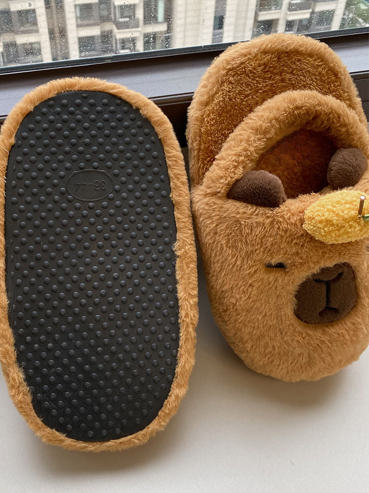 【Ahhkawaii】2023 New Capybara Winter Home Couple Cute Plush Slippers Shoes