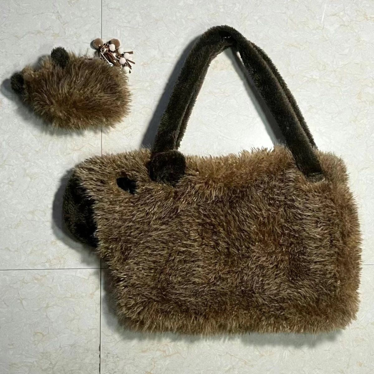 【Ahhkawaii】2023 New Capybara Winter Large Capacity Single-Shoulder Plush Women's Bag Tote Bag