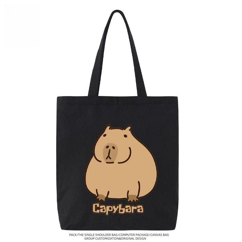 【Ahhkawaii】New Capybara Minimalist Cute Cartoon Fashion Single Shoulder Bag Handbag Canvas Bag