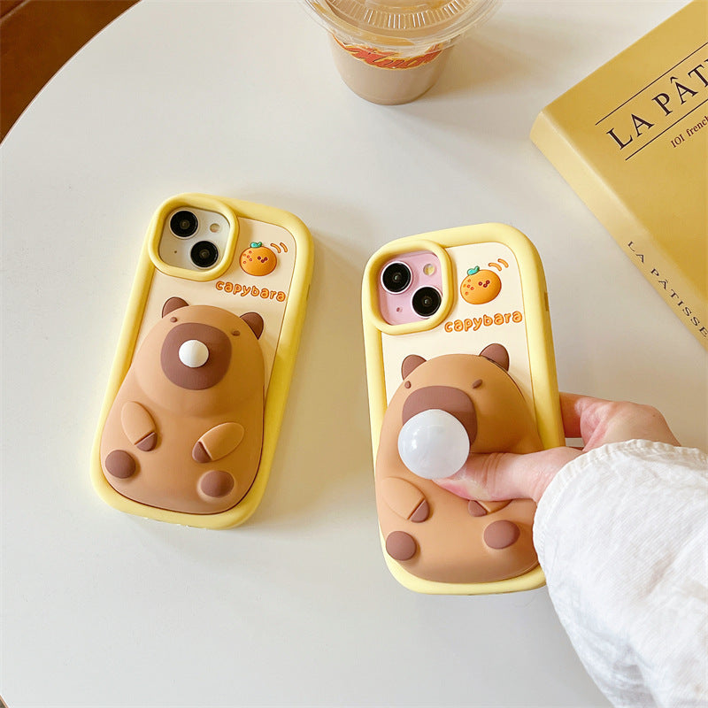 Cartoon Cute Bubble Blowing Creative Capybara Silicone Phone Case