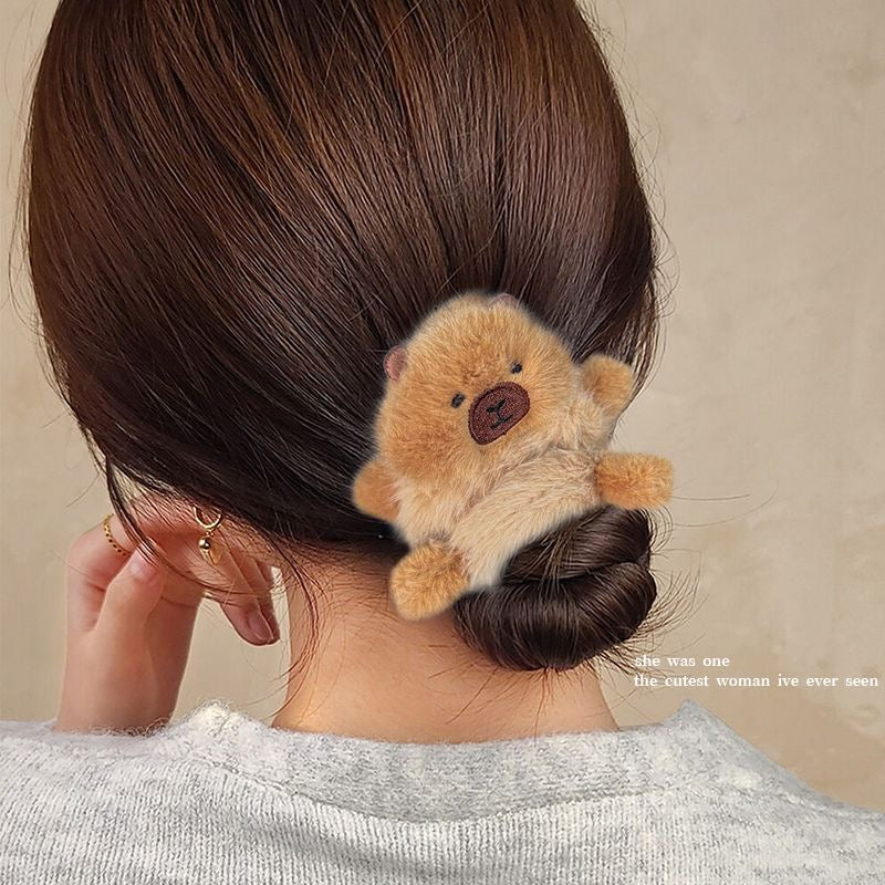 【Ahhkawaii】Cute Creative Capybara Plush Hair Tie Headwear