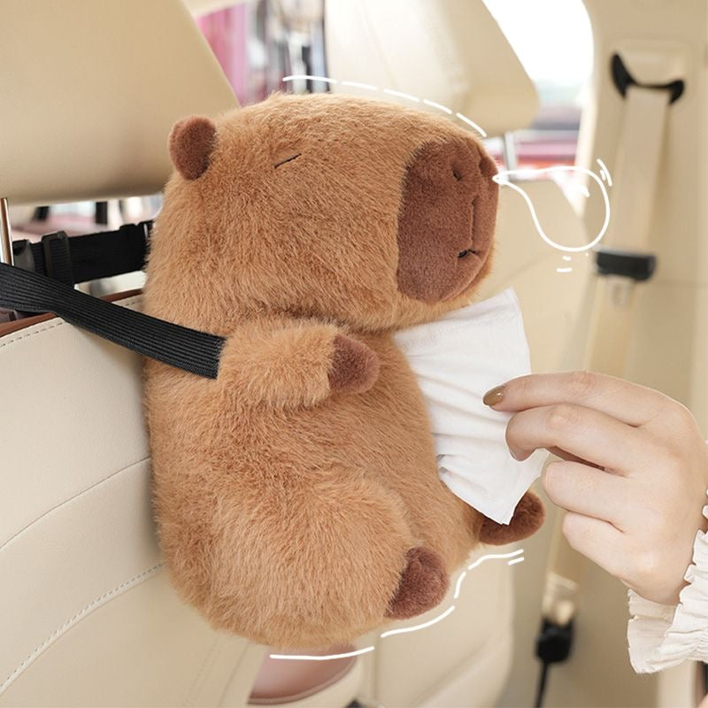 【Ahhkawaii】Cute Capybara Plush Bedroom and Car Hanging Tissue Box