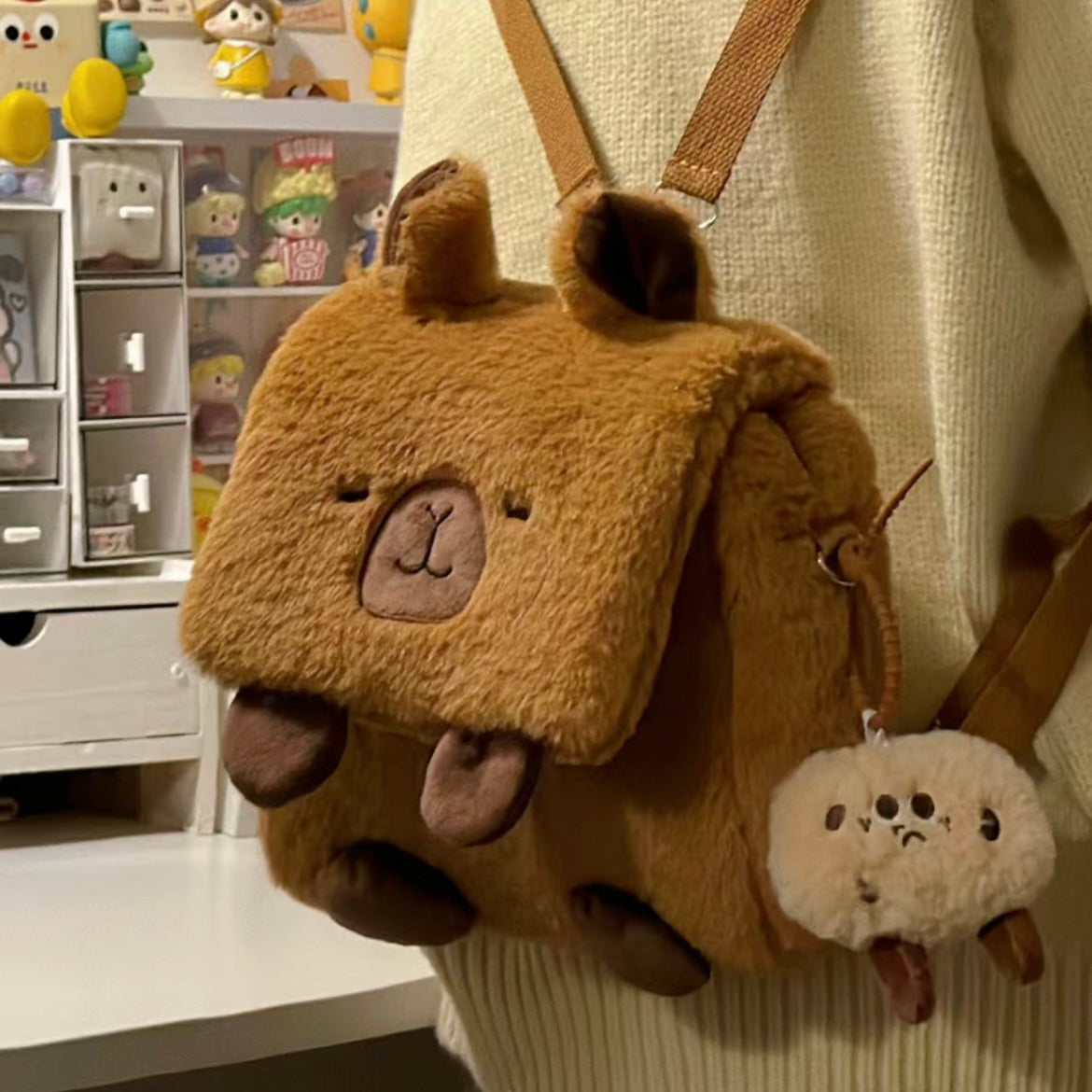 New autumn and winter plush capybara mini Japanese style versatile backpack