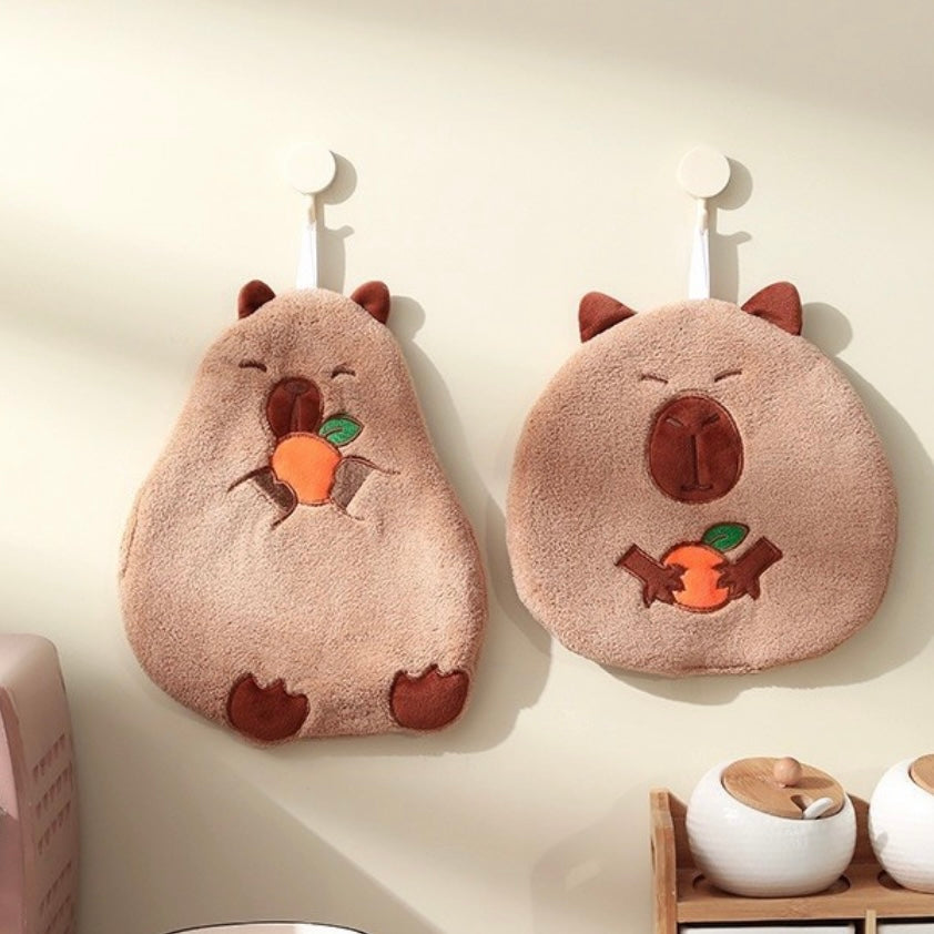 Coral Velvet Cute Capybara Quick-Drying Face Towel and Hand Towel