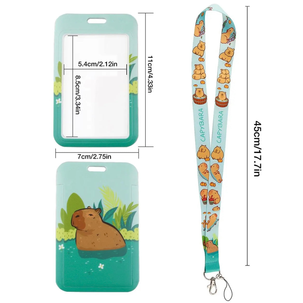 New Cute Capybara Lanyard Card Holder