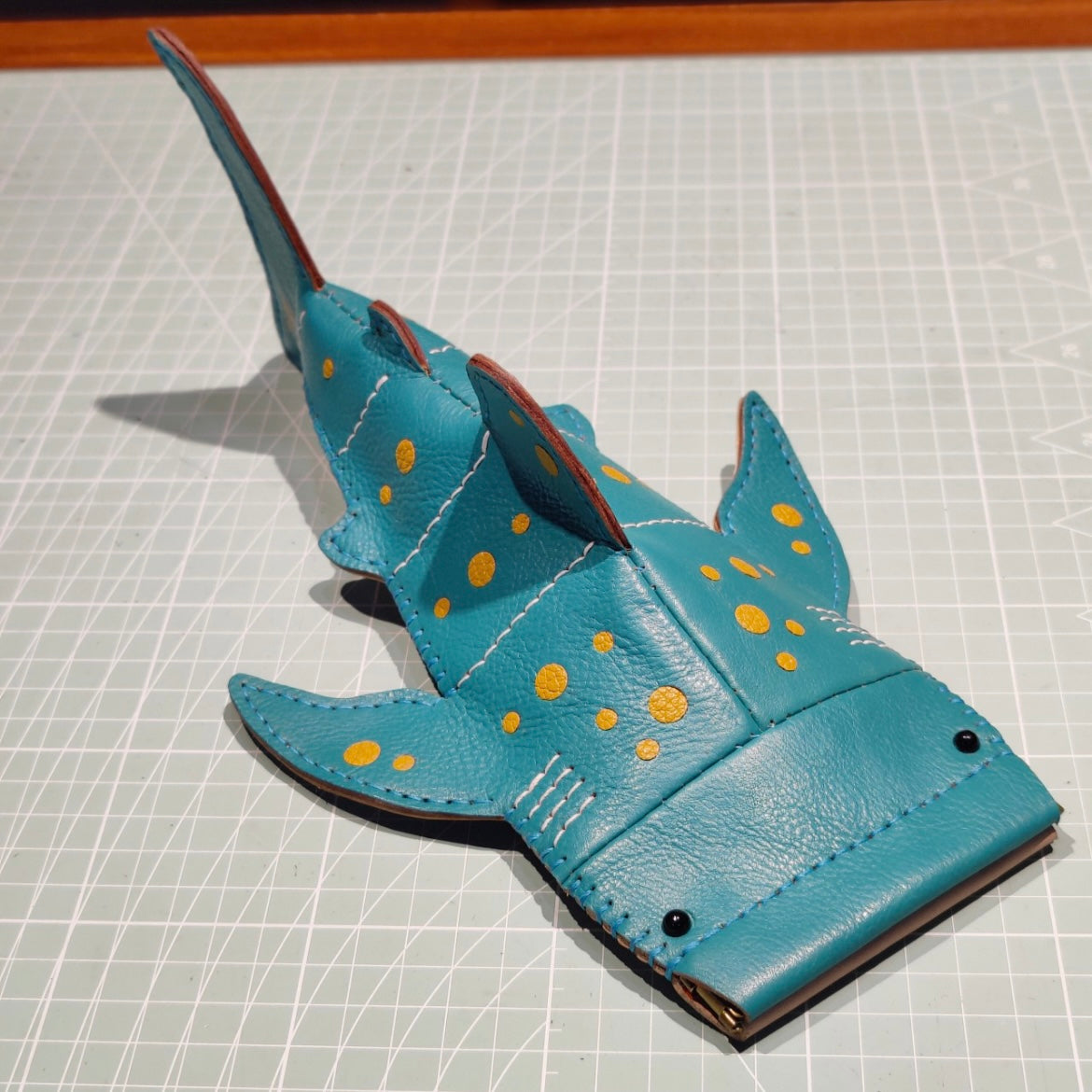 Handcrafted Genuine Leather Cute Shark-shaped Storage Pouch Pen Case
