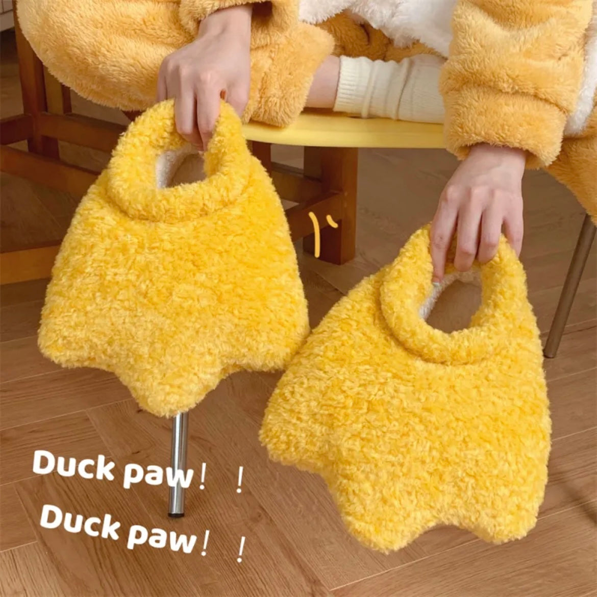 Cartoon Plush Duck Feet Fun Indoor Cotton Slippers