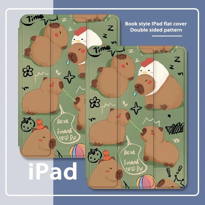 2024 New Capybara iPad Protective Case with Pen Slot Style 2