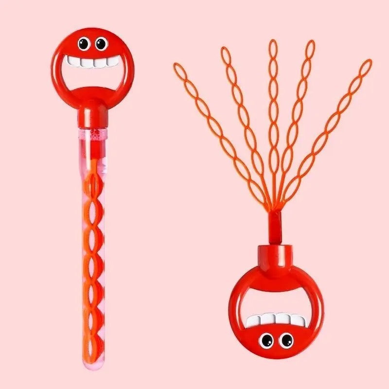2024 New Cute Smiley Face 32-Hole Expandable Handheld Bubble Wand Toy
