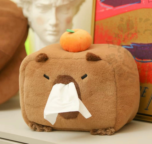 【Ahhkawaii】2023 New Cute Capybara Plush Tissue Box Holder Decoration