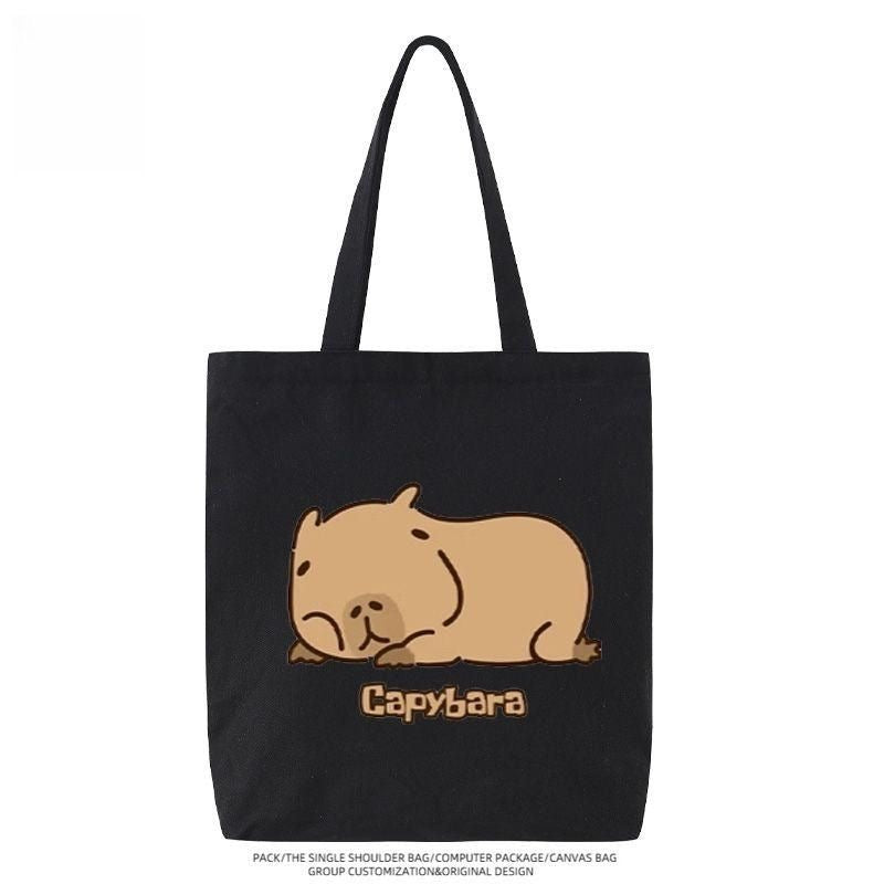 【Ahhkawaii】New Capybara Minimalist Cute Cartoon Fashion Single Shoulder Bag Handbag Canvas Bag