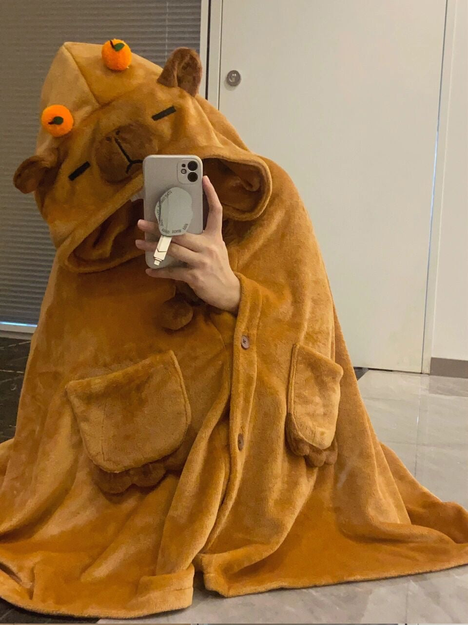 【Ahhkawaii】2023 New Trendy and Cute Capybara Napwear - Air-Conditioned Blanket Shawl Cape for Lazy Naps