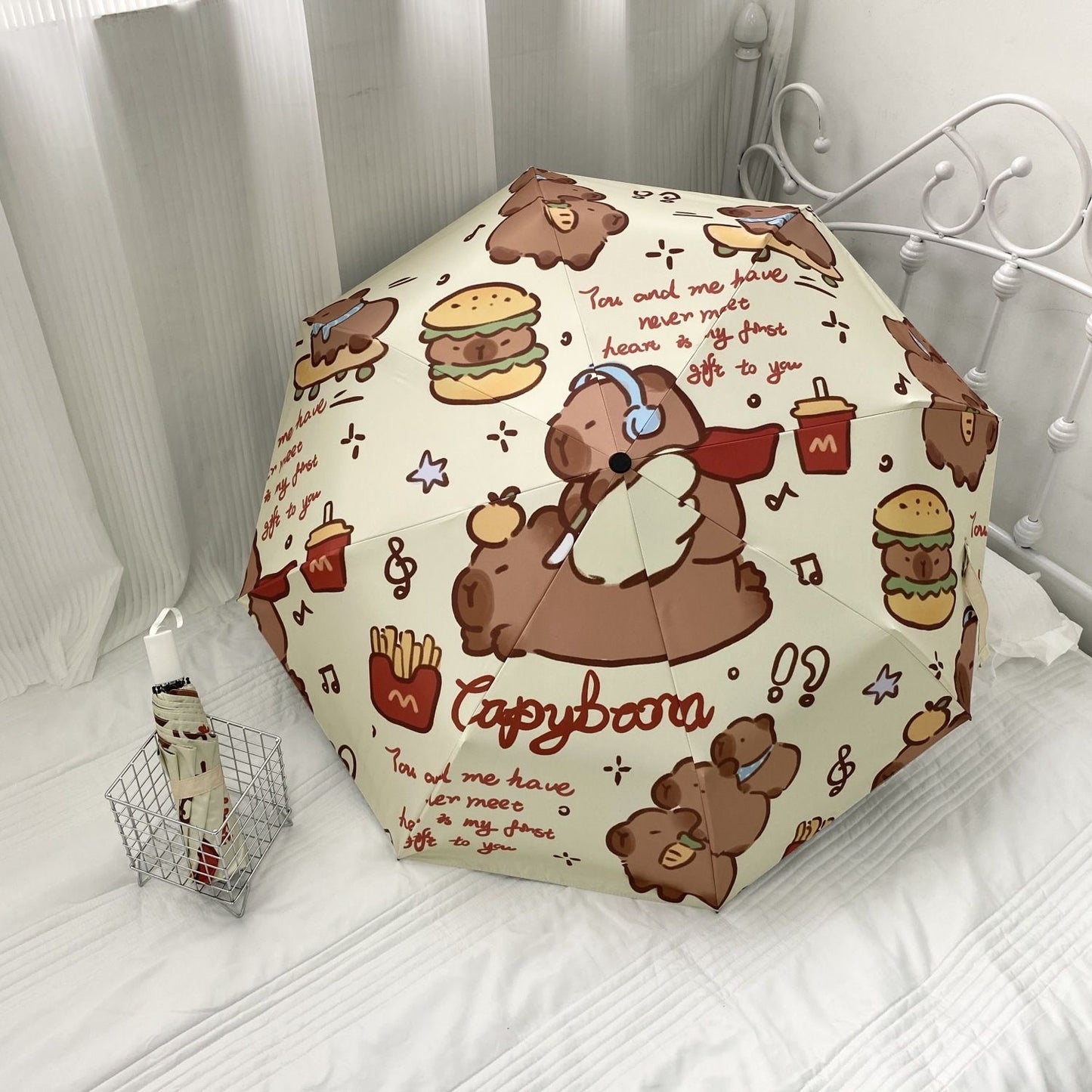 【Ahhkawaii】2023 New Capybara Automatic Umbrella, Cartoon Style, Sunshade and Rainproof, a Gift with an INS Vibe