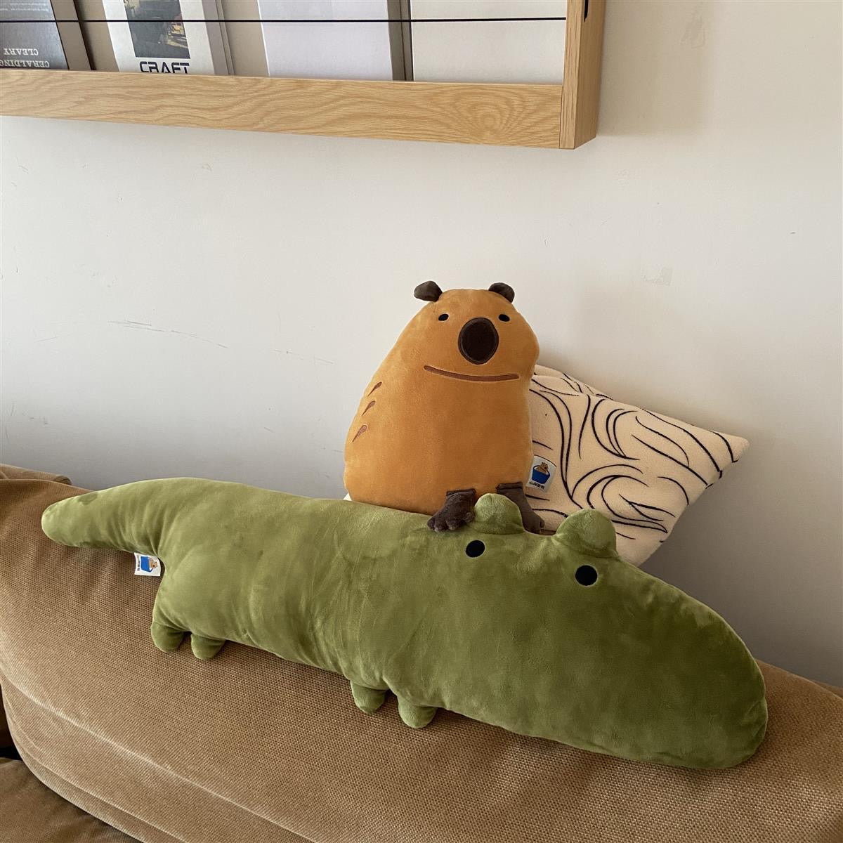 【Ahhkawaii】2023 New Cute and Creative Capybara & Crocodile Plush Pillow Backrest – the Perfect Couple's Gift