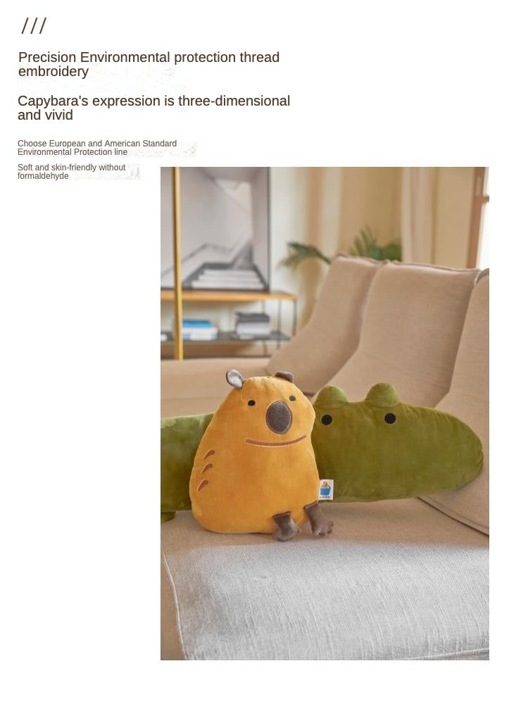 【Ahhkawaii】2023 New Cute and Creative Capybara & Crocodile Plush Pillow Backrest – the Perfect Couple's Gift