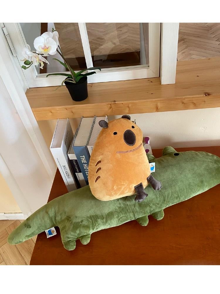 【Ahhkawaii】2023 New Cute and Creative Capybara & Crocodile Plush Pillow Backrest – the Perfect Couple's Gift