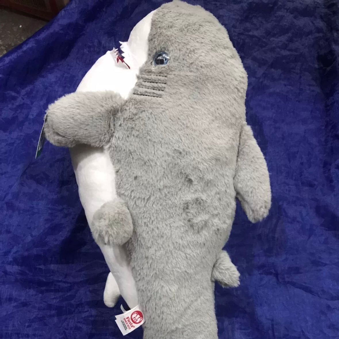 70cm Brand New Fiestaa Plush Fat Shark Pillow Toy – Perfect for Cuddling! 🦈💙