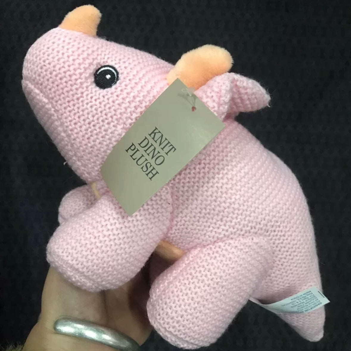 28cm Knitted Pink Triceratops Plush Doll