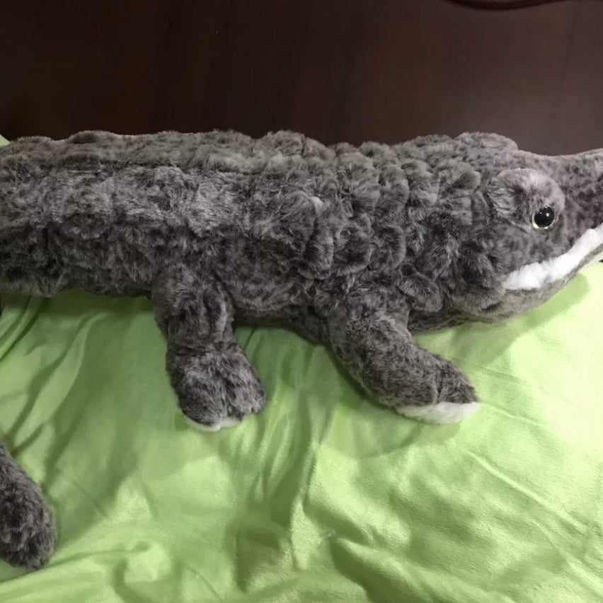 1M Grey Crocodile Plush Toy & Pillow