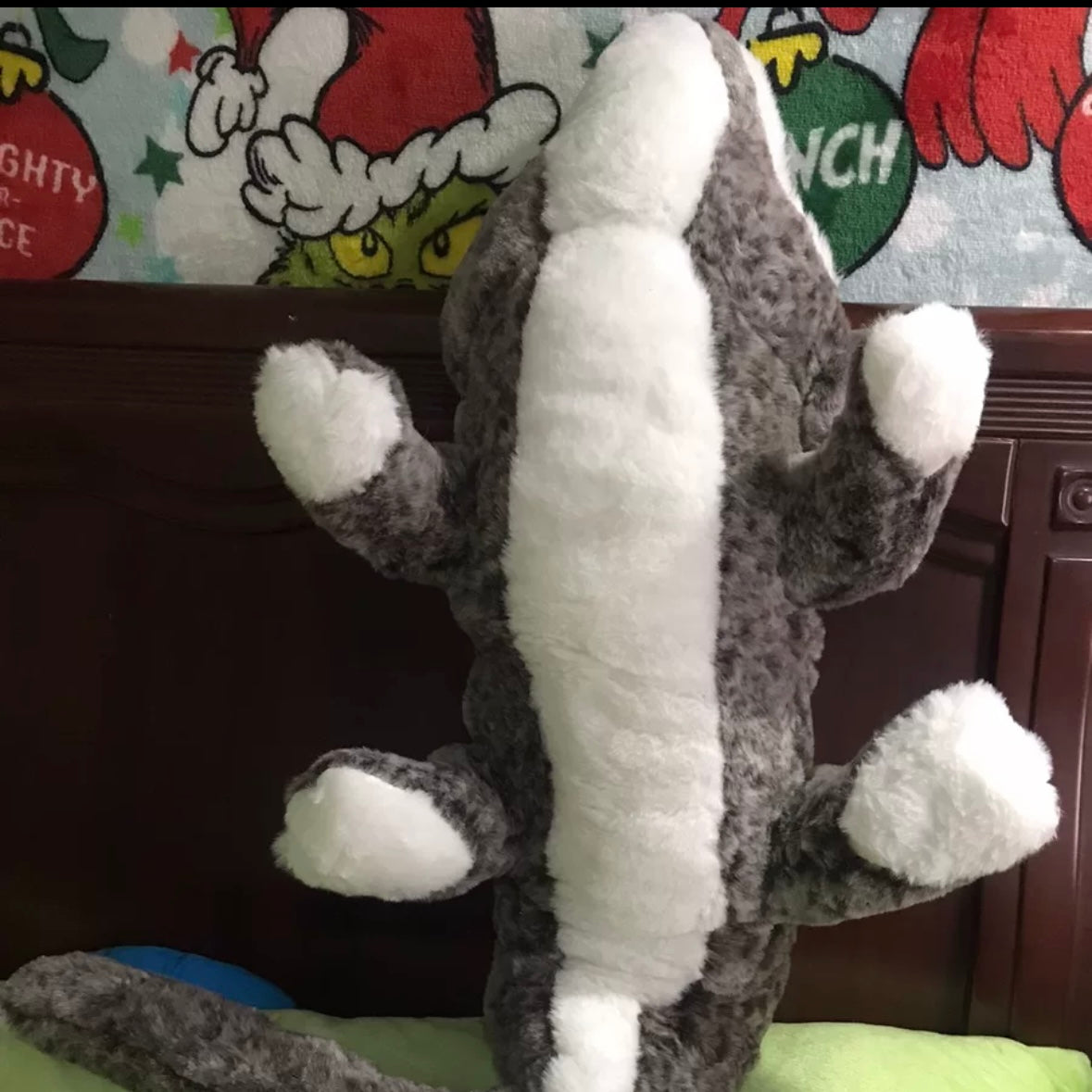 1M Grey Crocodile Plush Toy & Pillow