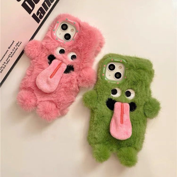 【Ahhkawaii】Silly Tongue Plush Soft Cute Couples' Autumn and Winter Phone Case