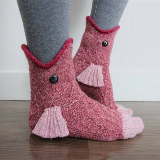 Cute Cartoon Knitted Animal Socks – Shark & Crocodile