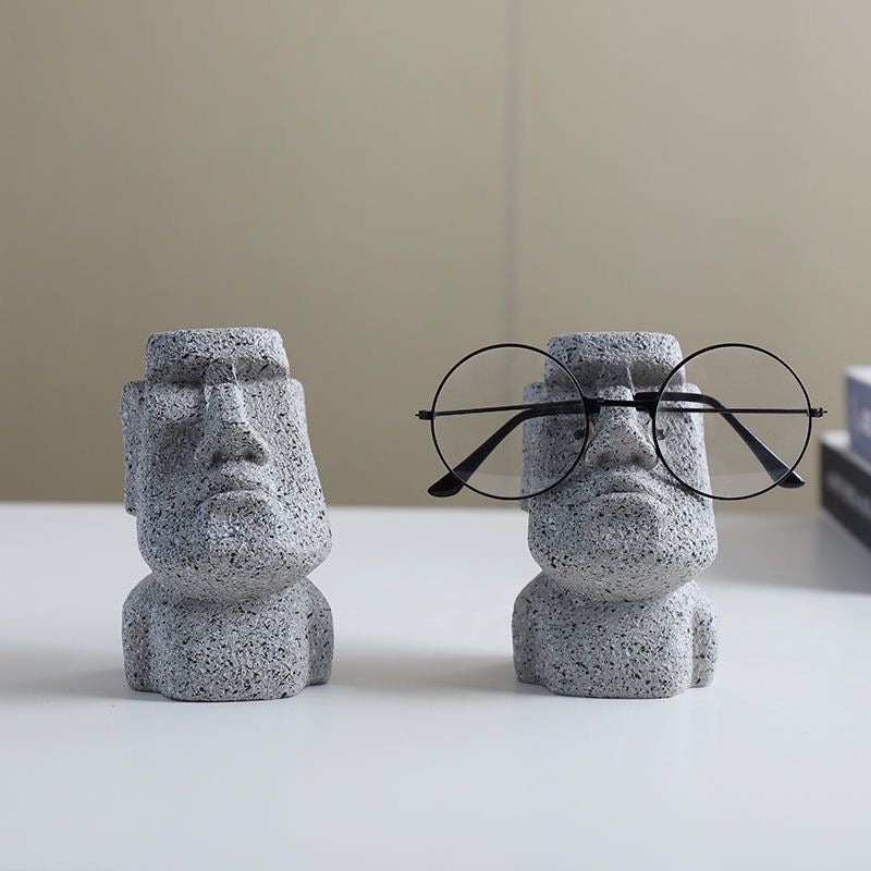 Easter Island Statue Display Stand – Desktop Glasses Holder & Decoration 🗿✨