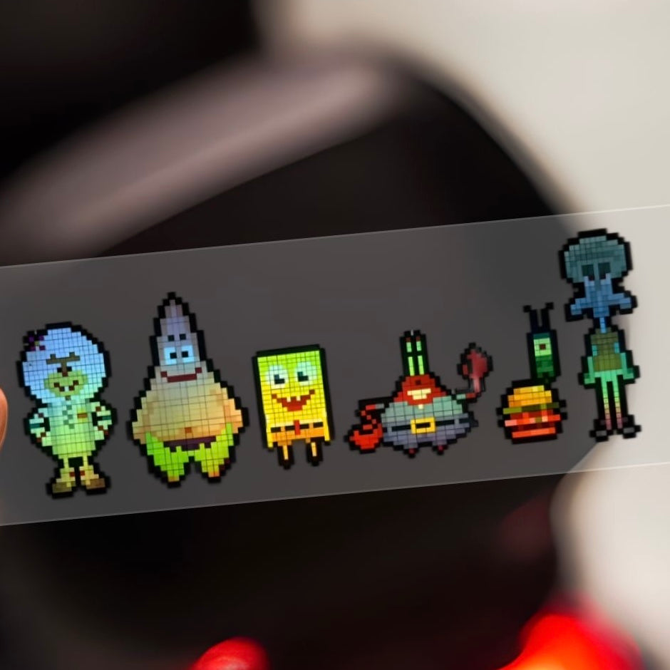 Reflective Pixel SpongeBob & Patrick Car Decal – Creative Auto Window & Body Sticker 🚗✨