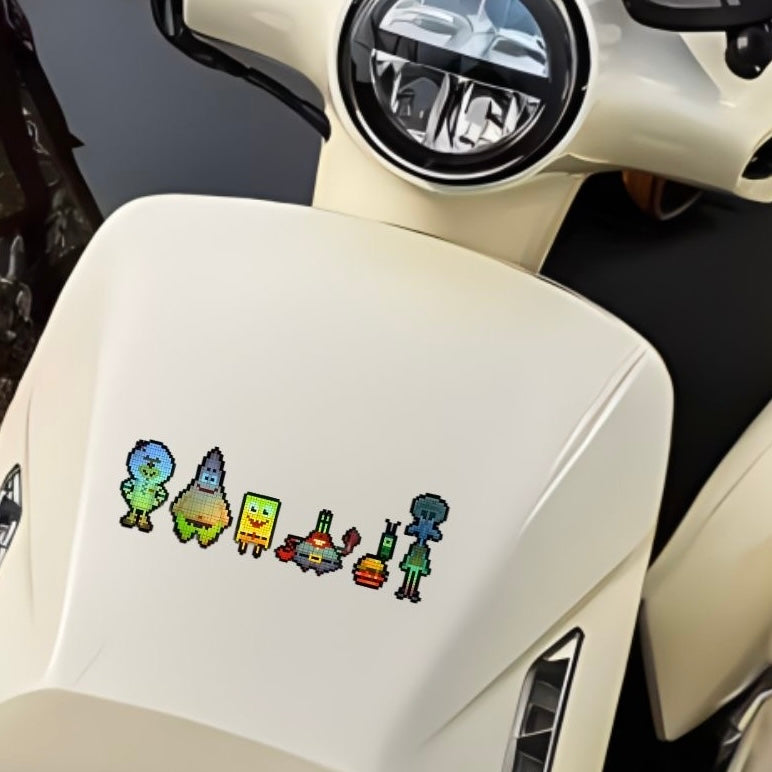 Reflective Pixel SpongeBob & Patrick Car Decal – Creative Auto Window & Body Sticker 🚗✨