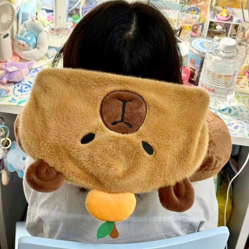 【Ahhkawaii】2023 New Capybara Plush Autumn and Winter Hooded Neck Pillow - a Cozy Companion