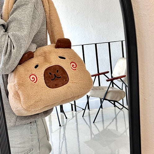 【Ahhkawaii】2023 New Capybara Cute Autumn and Winter Plush Shoulder Bag - a Stylish Essential