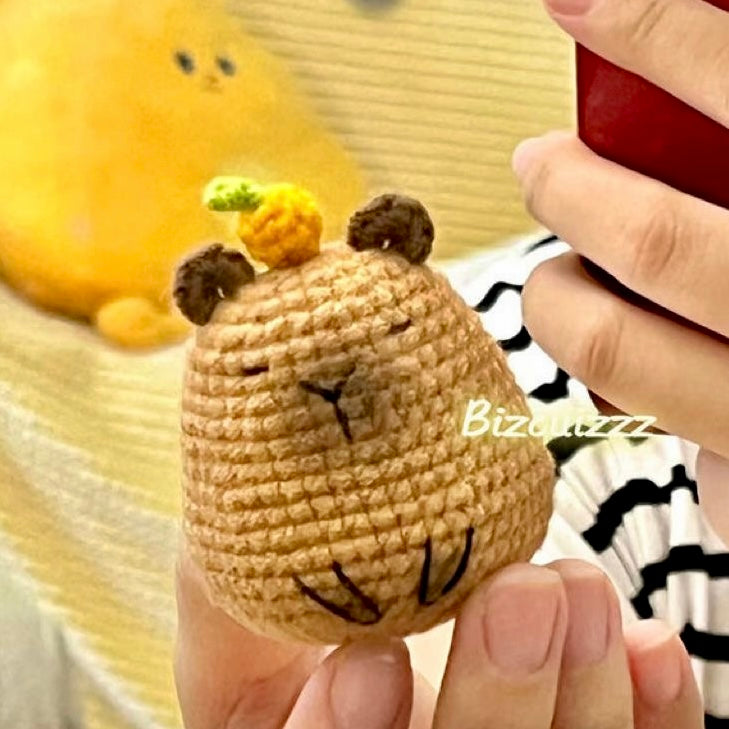 【Ahhkawaii】Finished Capybara Crochet Yarn Keychain Pendant - Creative Gift