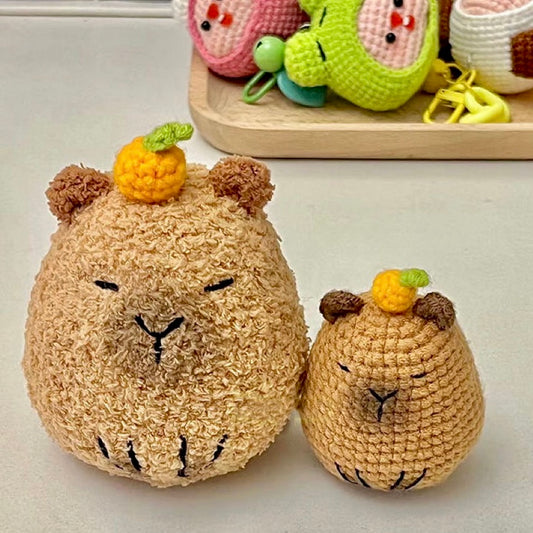 【Ahhkawaii】Finished Capybara Crochet Yarn Keychain Pendant - Creative Gift