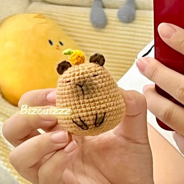 【Ahhkawaii】Finished Capybara Crochet Yarn Keychain Pendant - Creative Gift