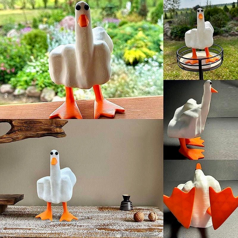 【Ahhkawaii】"Duck You" Creative Middle Finger Duck Ornament Resin Craft Decoration Statue