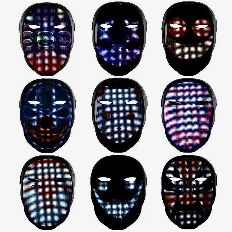 【Ahhkawaii】Cool LED Smart Face-Changing Bluetooth Mask Decoration for Parties, Festivals, Cyberpunk Props