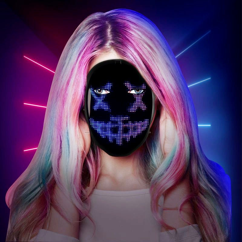 【Ahhkawaii】Cool LED Smart Face-Changing Bluetooth Mask Decoration for Parties, Festivals, Cyberpunk Props